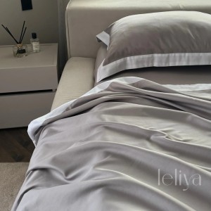 Преміальний Сатин Сірий + Білий