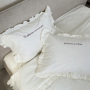 Поплін Молочний з Рюшами + Вишивка