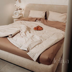 Поплін Бежевий + Клітинка